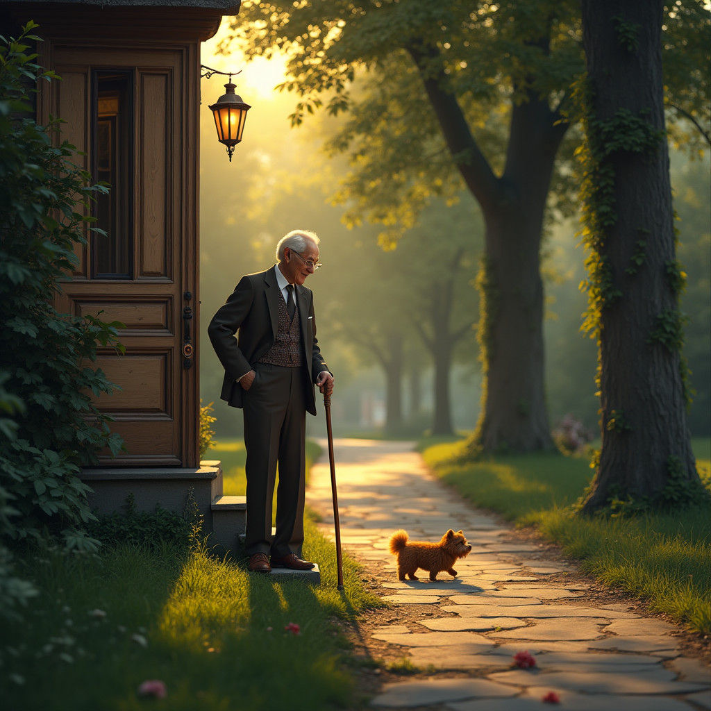 Elderly Man's Farewell: A Matte Painting
