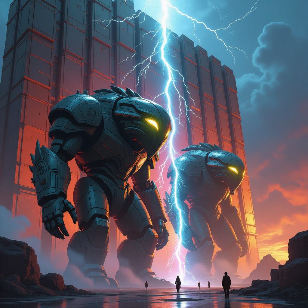 Colossal Steel and Copper Barrier with Energy Arcs