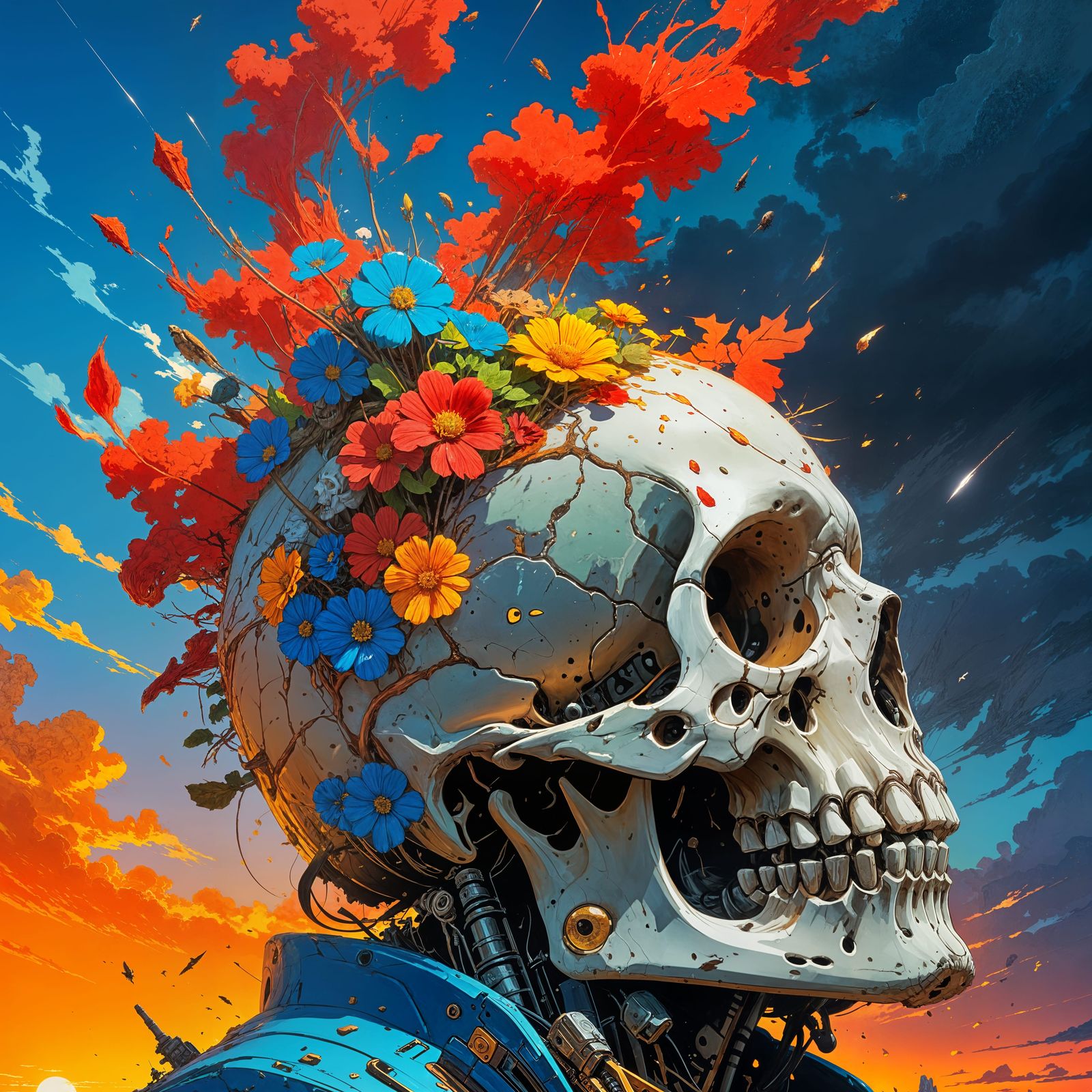 Ethereal Skull Disintegrates in a Vibrant Oil Drenched Lands...