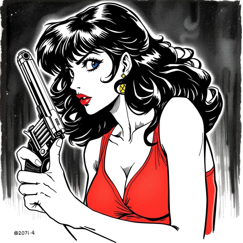 Seductive Thief in Vintage Manga Style