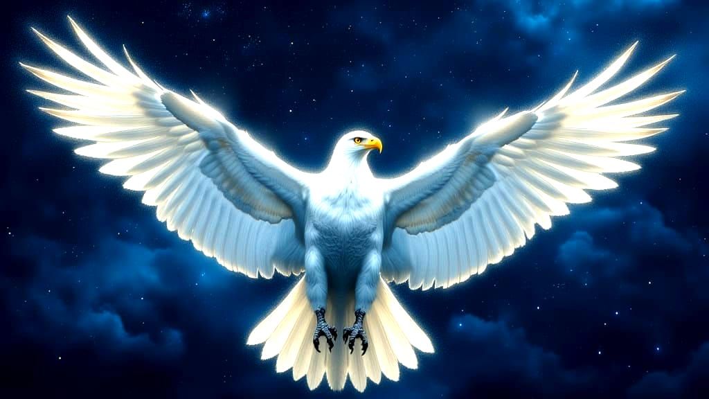 Majestic White Eagle Soaring with Krakow City on Wings