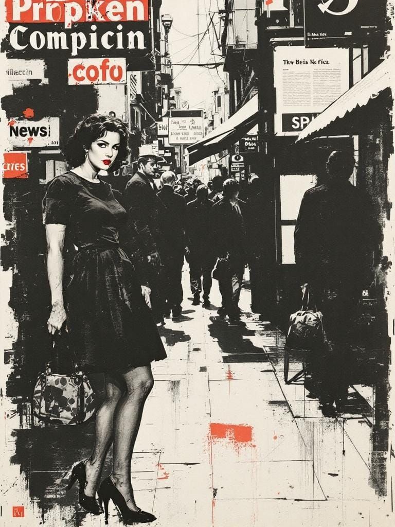 Vintage Pin-Up Print with Crimson Lipstick