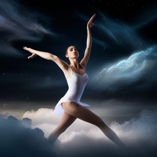 Ballet Dancer in Galaxy Moonlight: Digital Matte Painting