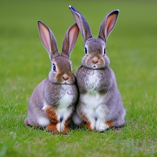 Cute Bunnies in Field