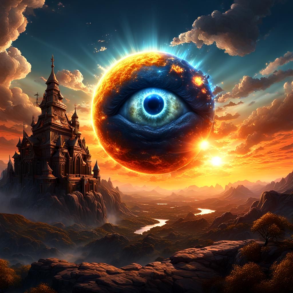 Fantastical Sun with Facial Features in Detailed Digital Art