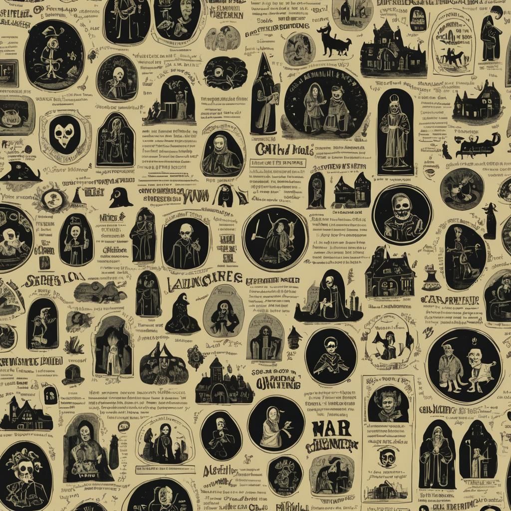 Surreal Hauntings in Retro Lithographic Style