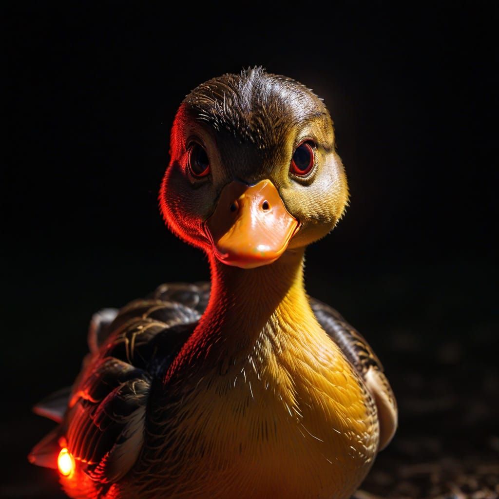 Duck with Red Light Eyes