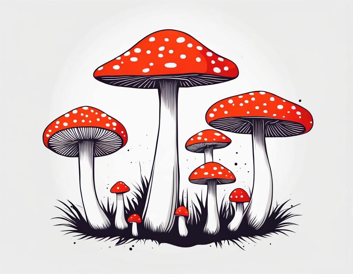 Minimalist Mushroom Nature Illustration on White