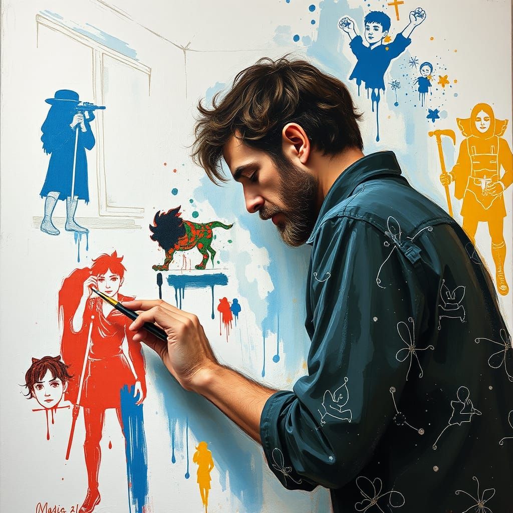 Detailed Gouache Painting