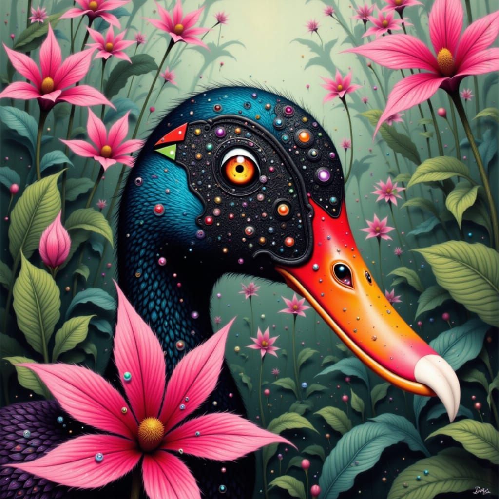 Black-Bellied Whistling Duck in Graffiti Art Style