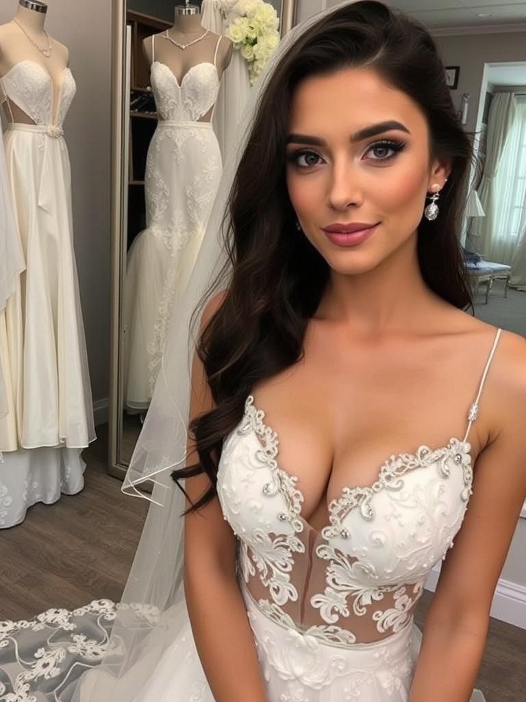 Elegant Woman in Beautiful Wedding Dress