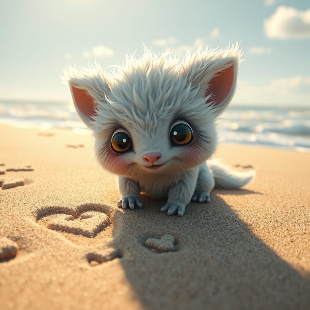 Fantasy Creature Draws Memories in the Sand