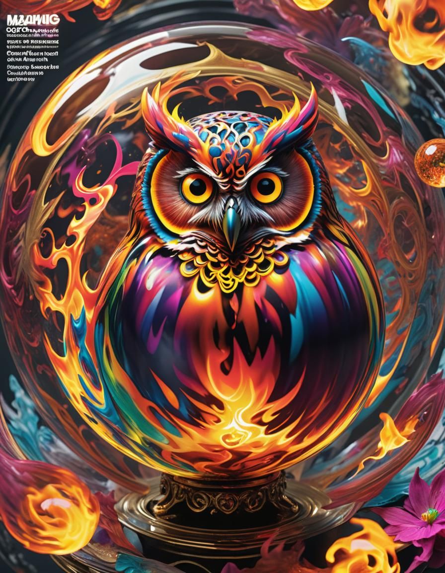 Colorful Geriatric Owl Magazine Cover in Vivid Colors