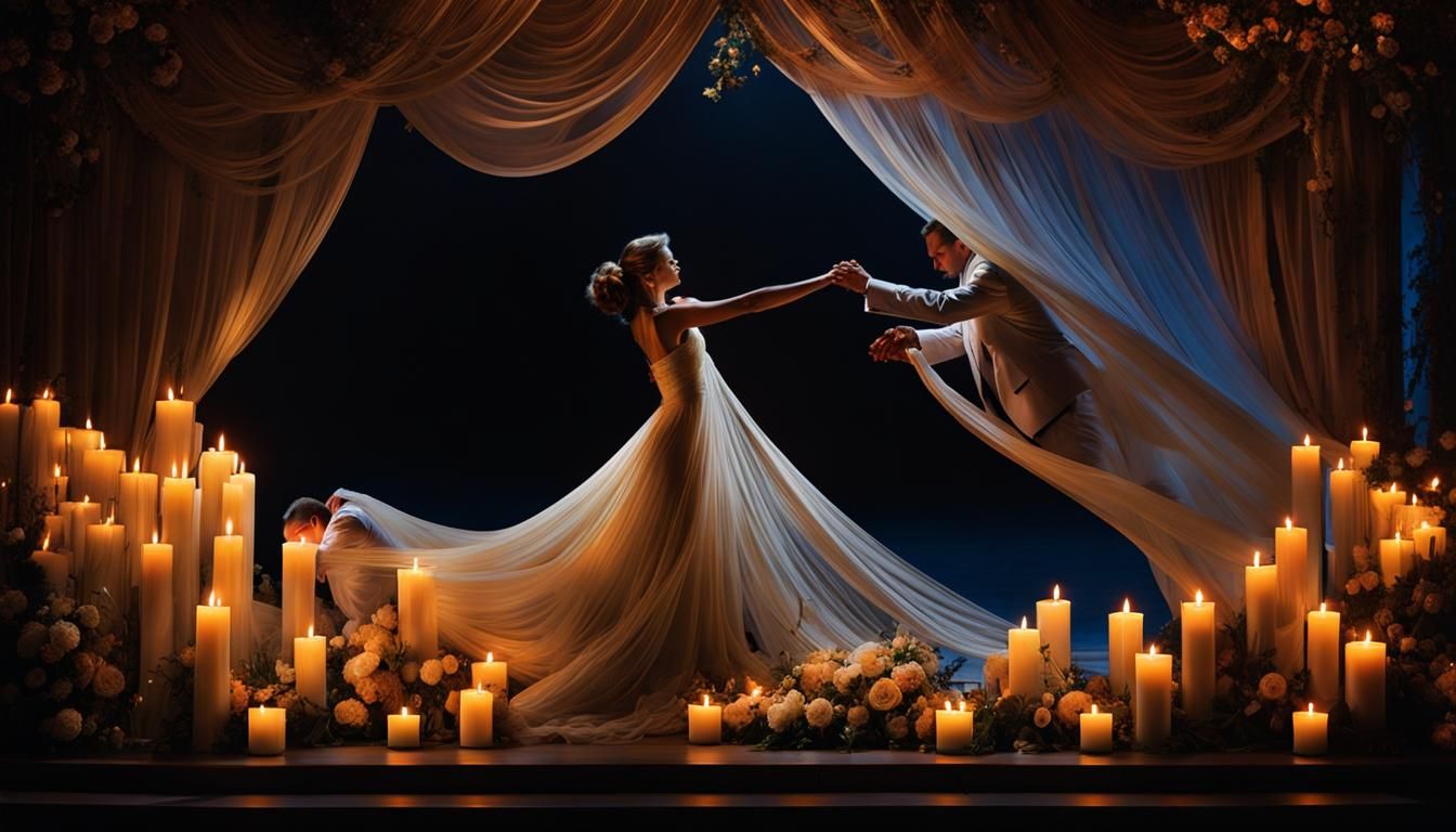 Embrace of Love and Mortality in Ethereal Light