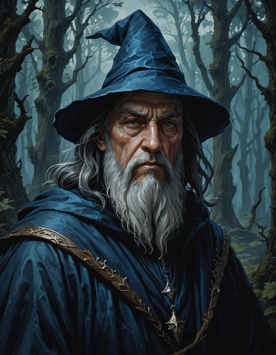 Dark Fantasy Wizard Portrait in Medieval Style