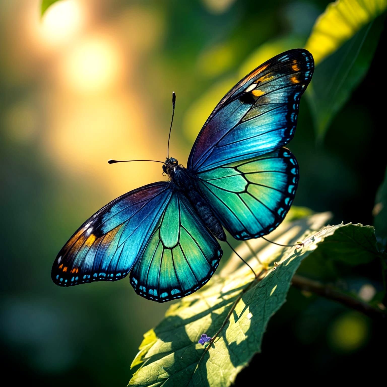 Exotic Jewel-Toned Butterfly in Flight