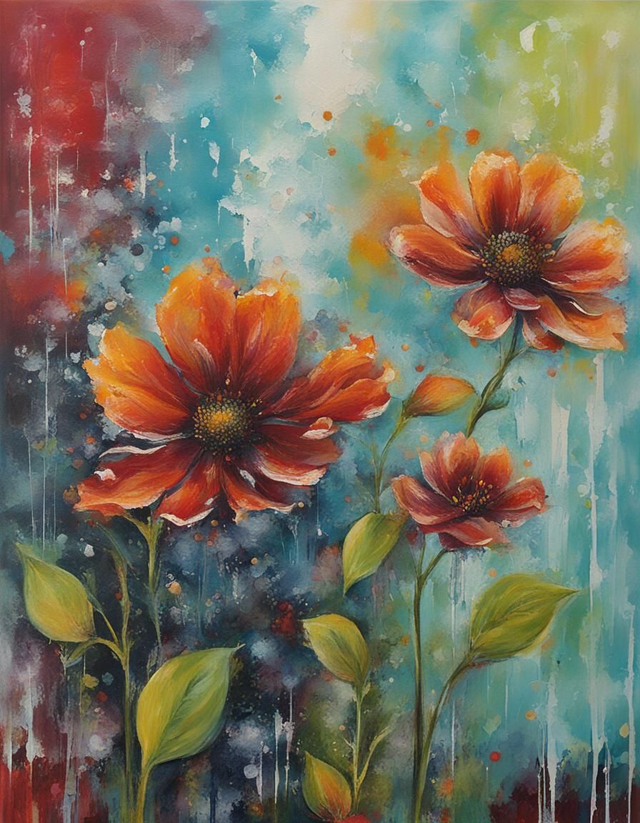 Abstract Acrylic Painting on Canvas