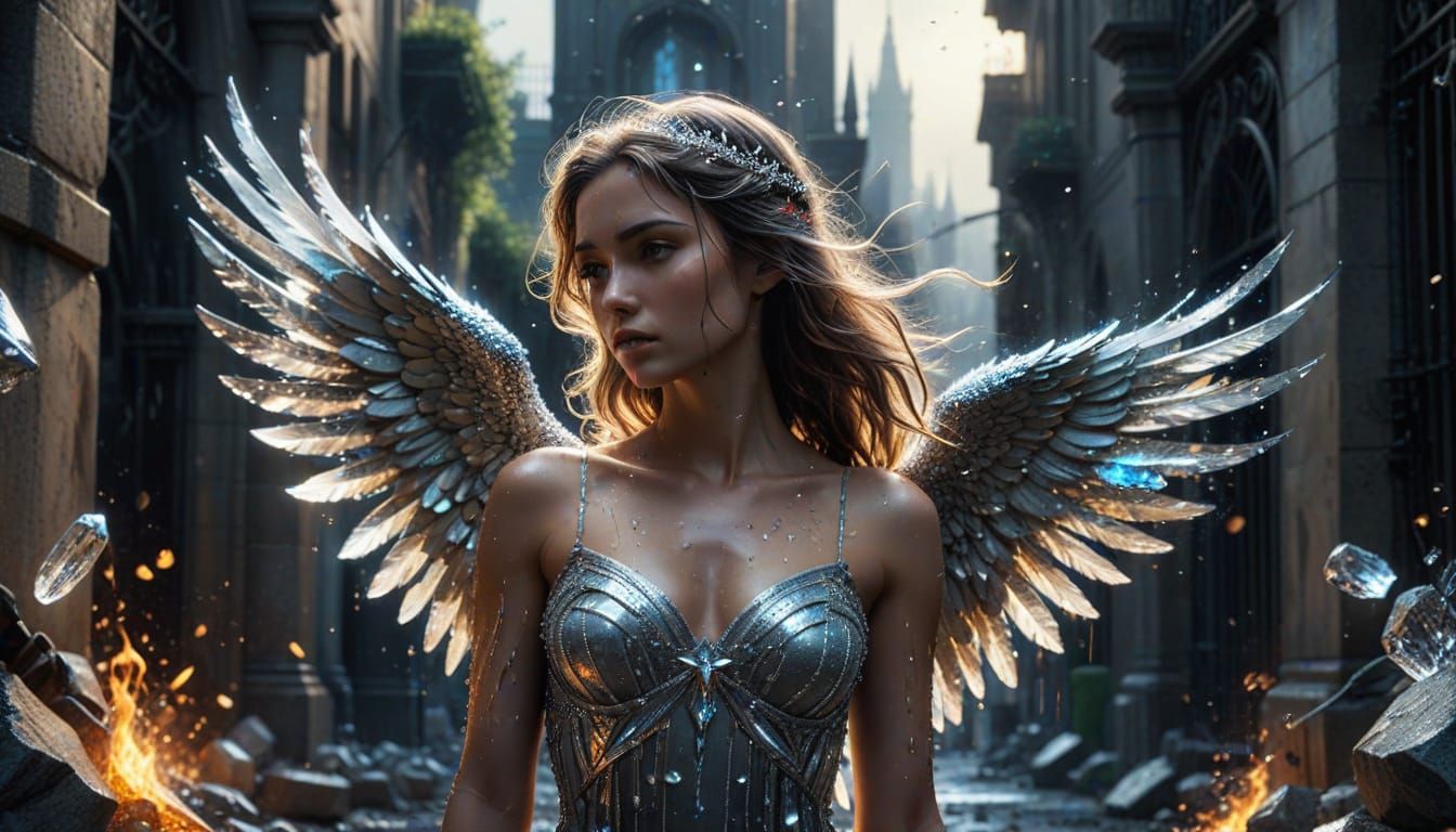 Crystal Angel at Heaven's Gates in Pixar Style