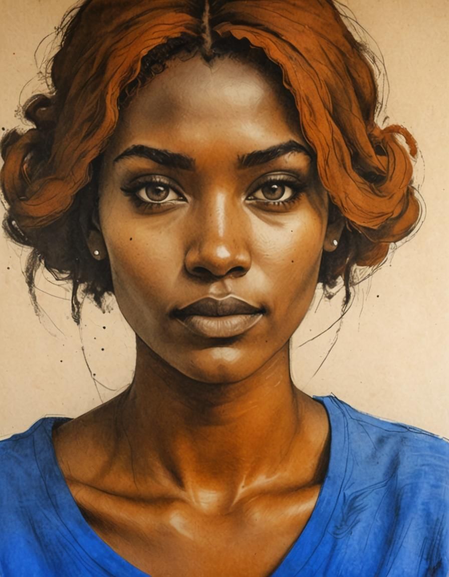 Expressive Charcoal Portrait of a Young Woman