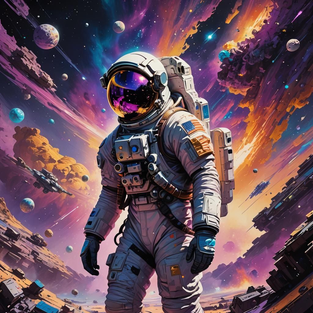 Astronaut in Deep Space Sci-Fi Concept Art