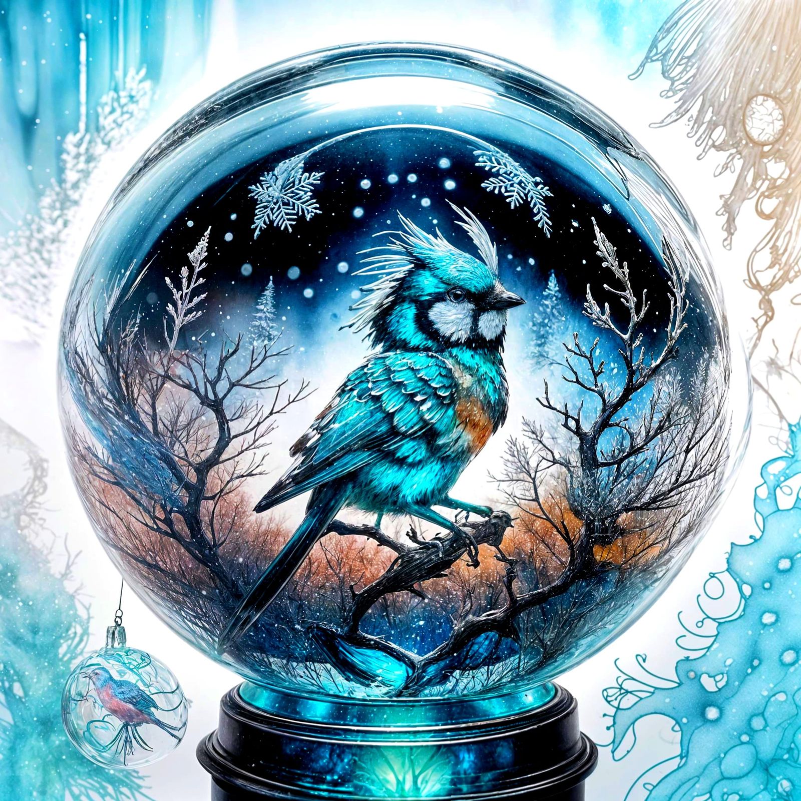 Glassblown Christmas Ornament Painting in Anime Style