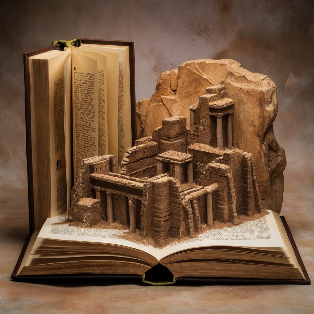 Great Zimbabwe Ruins Diorama in Book Carving Art