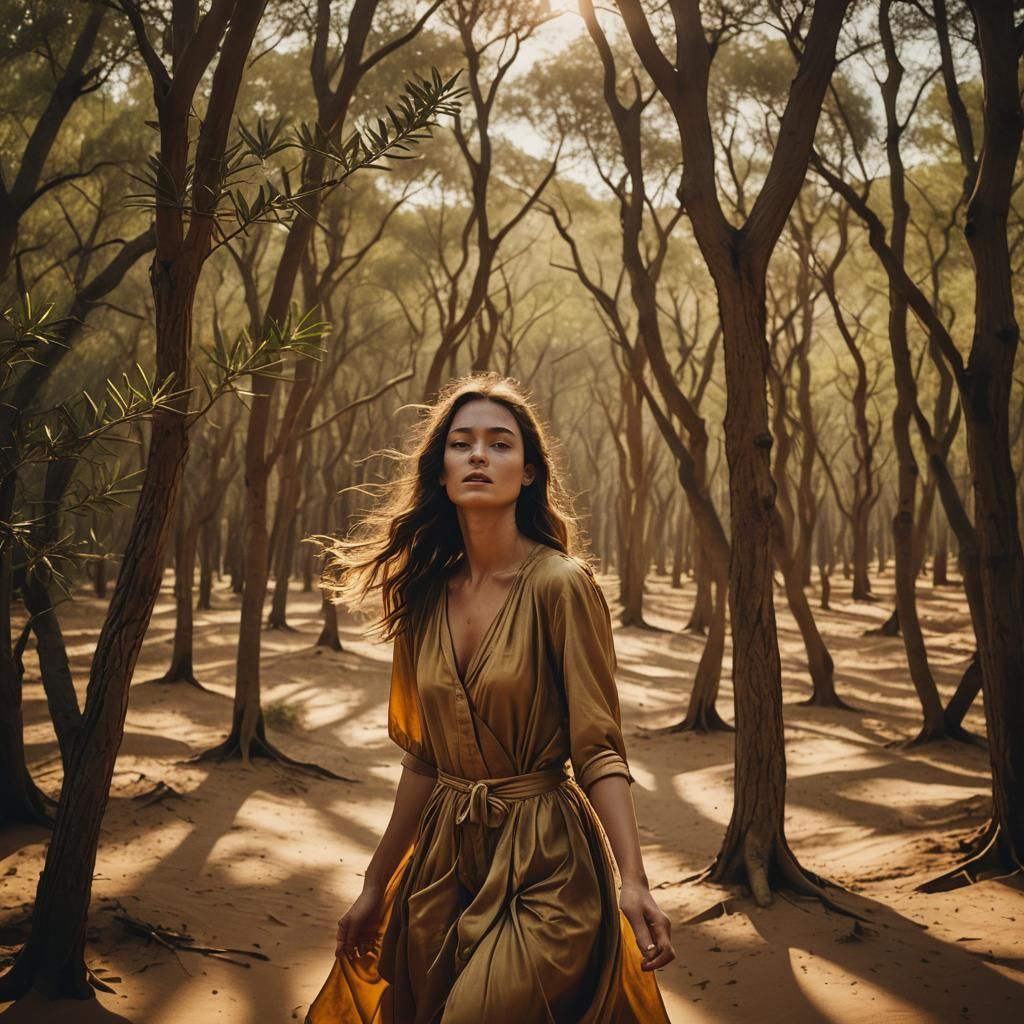 Lost in Santal Dunes: A Cinematic Film Still