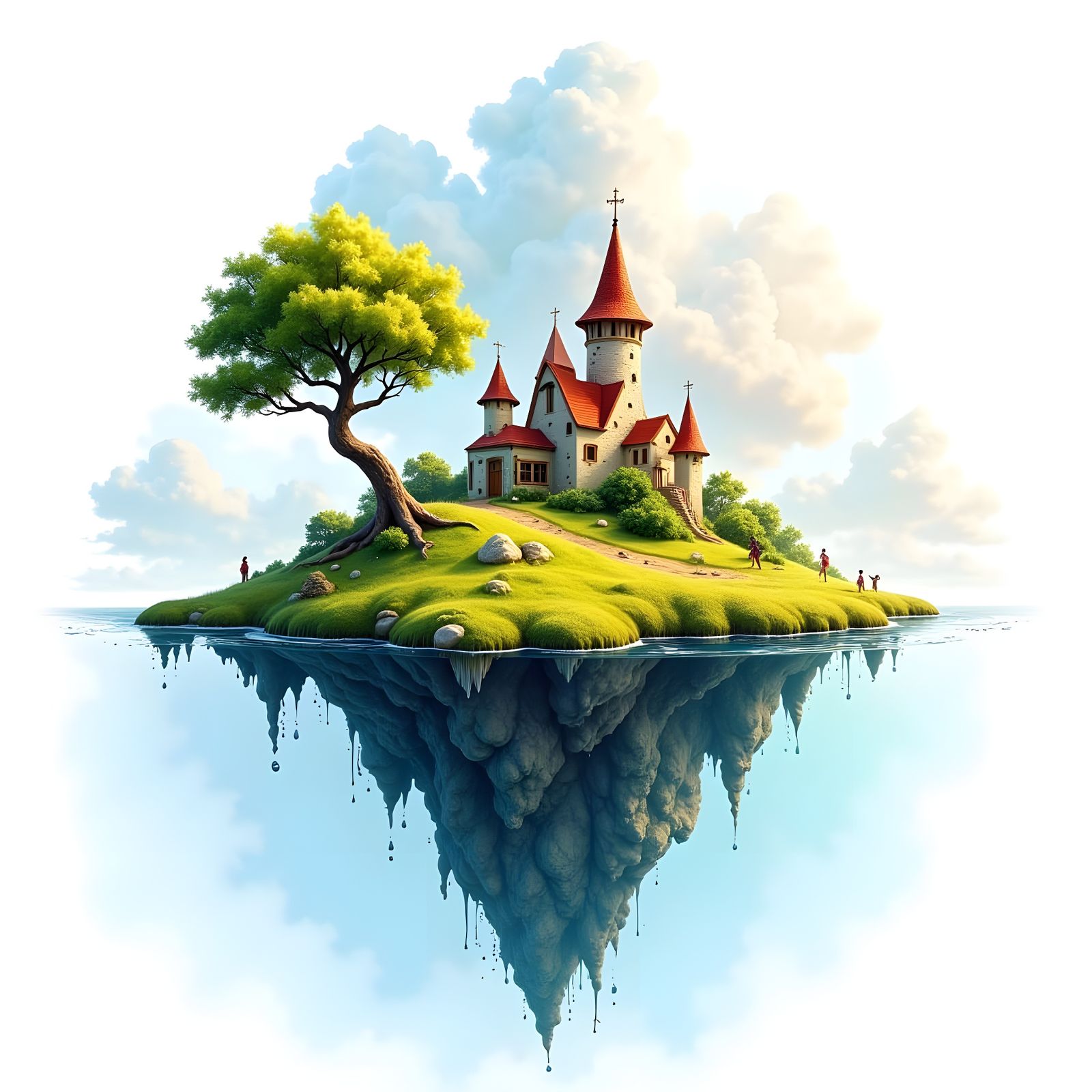 Ethereal Summer Fantasy Island in Vibrant Colors