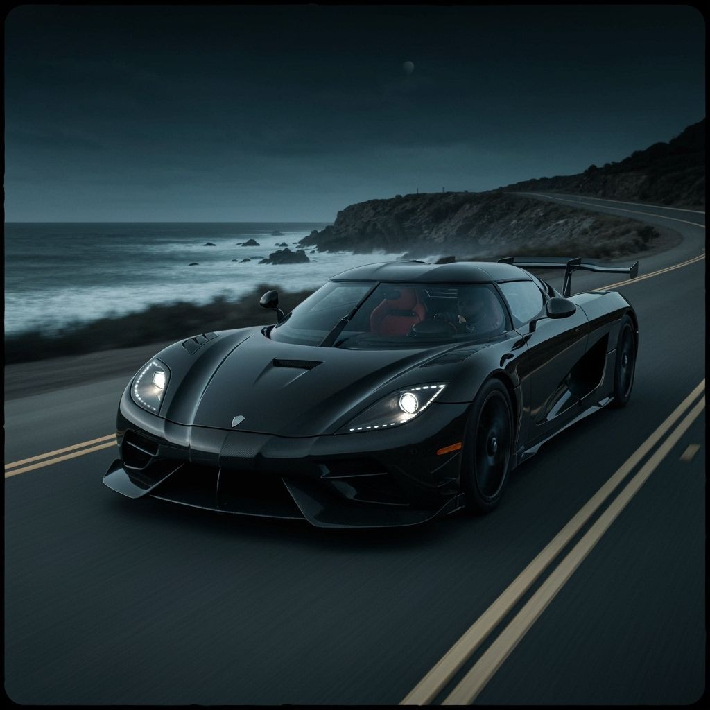 Koenigsegg Regera on Coastal Highway at Night