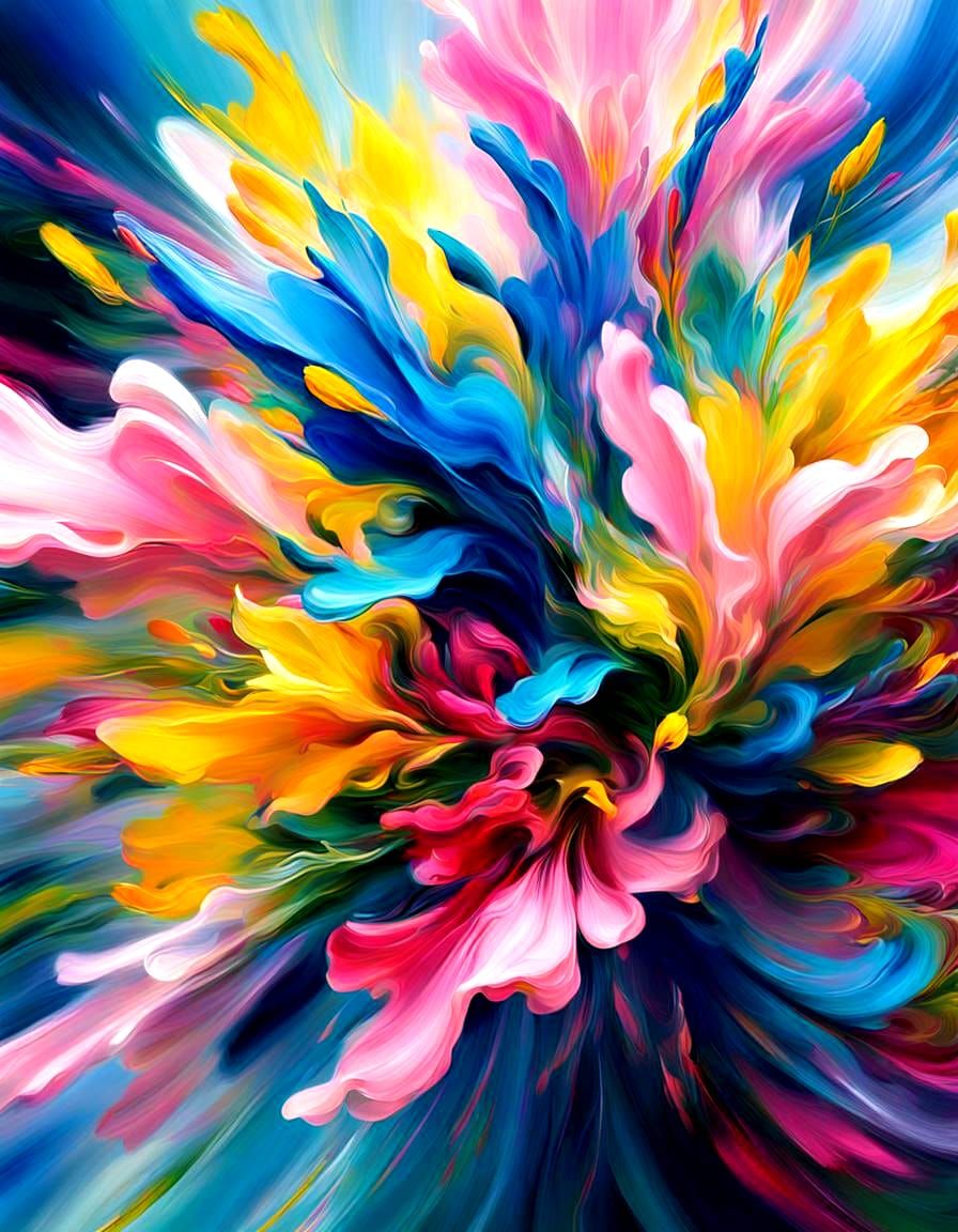 Vibrant Abstract Digital Artwork with Dazzling Colors