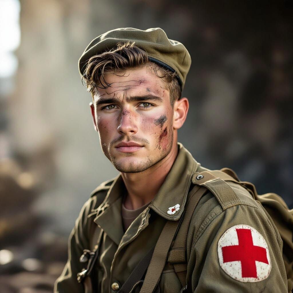 WWII Medic Portrait in Sepia Tone