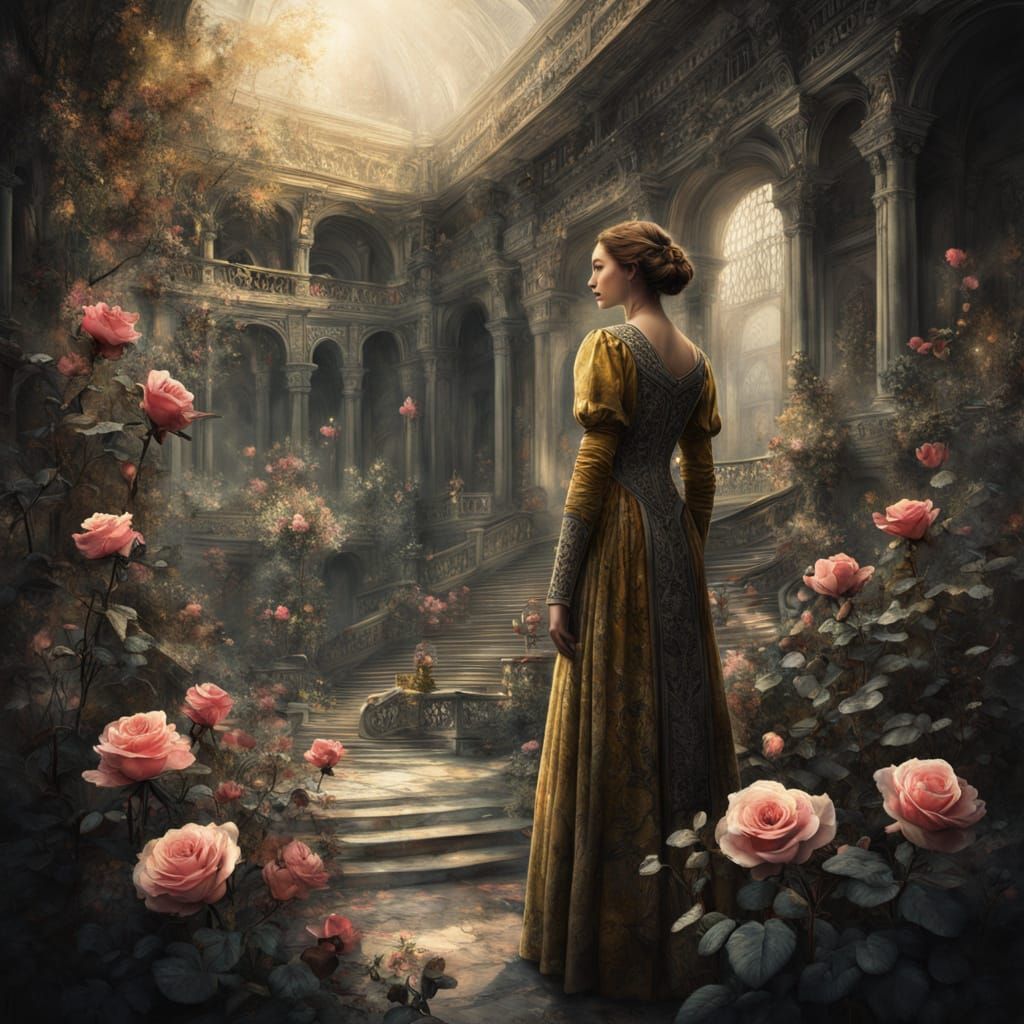 Roses with Poetry in Double Exposure Style