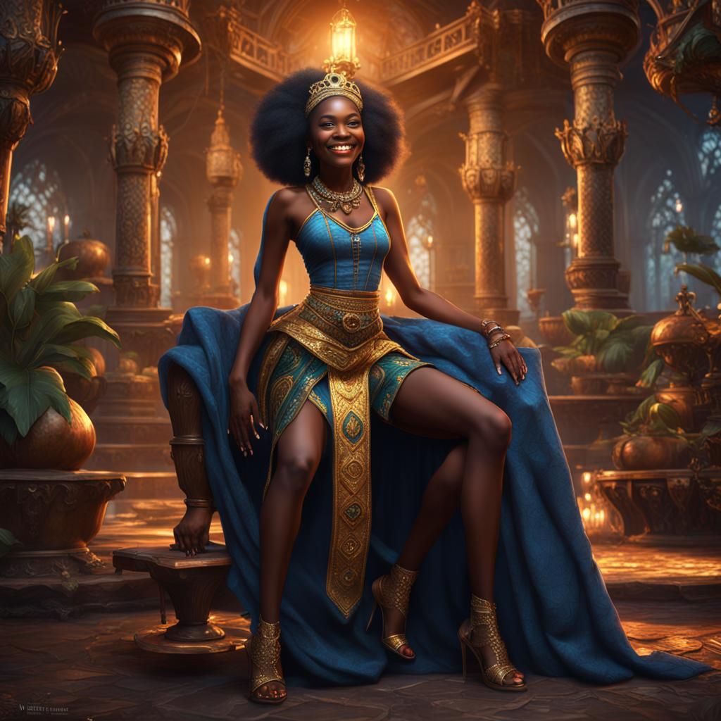 Nigerian Princess in Detailed Fantasy Concept Art