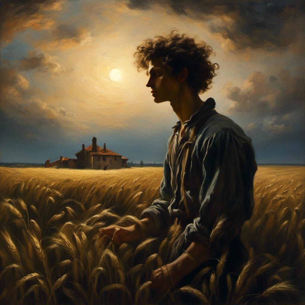 Skyscrapers Emerge in Wheat Field with Neon Sky