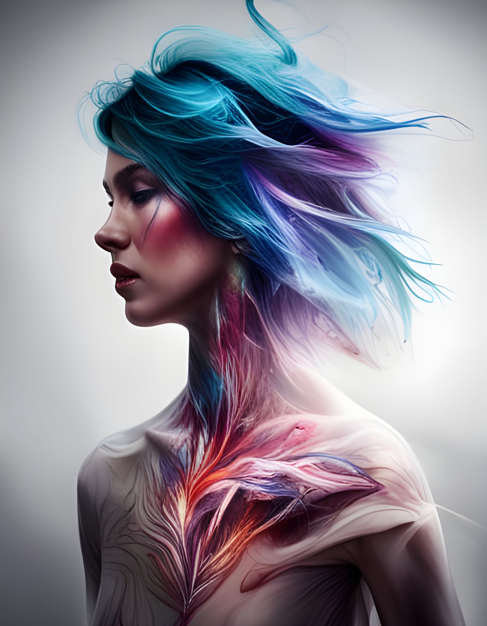 Detailed Dark Rainbowscape in Digital Illustration Style