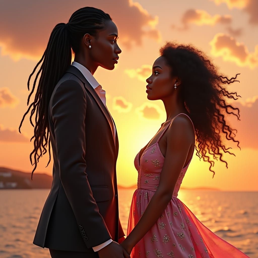Striking Portrait of Two Women at Sunset