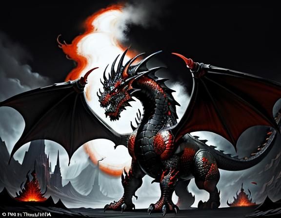 Fiery Dragon in Dynamic Fantasy Art Style