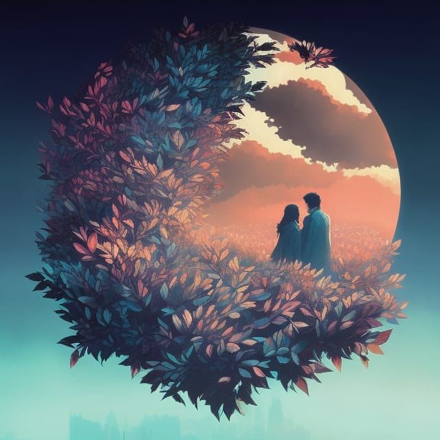Park Bench Serenity: A Surreal Digital Illustration