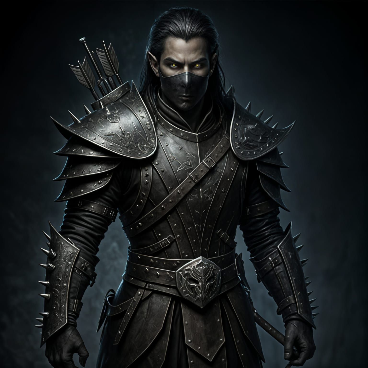 Drow Warrior in Shadowed Leather Armor