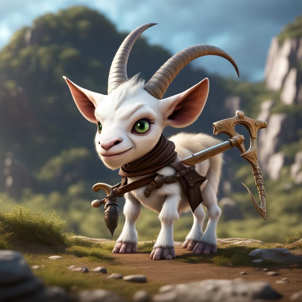Hyperrealistic Cute Troll as Scimitar Oryx