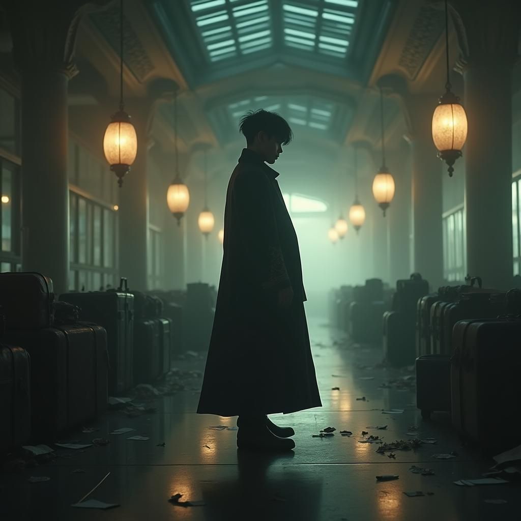 Mystical Airport Scene in Matte Painting Style