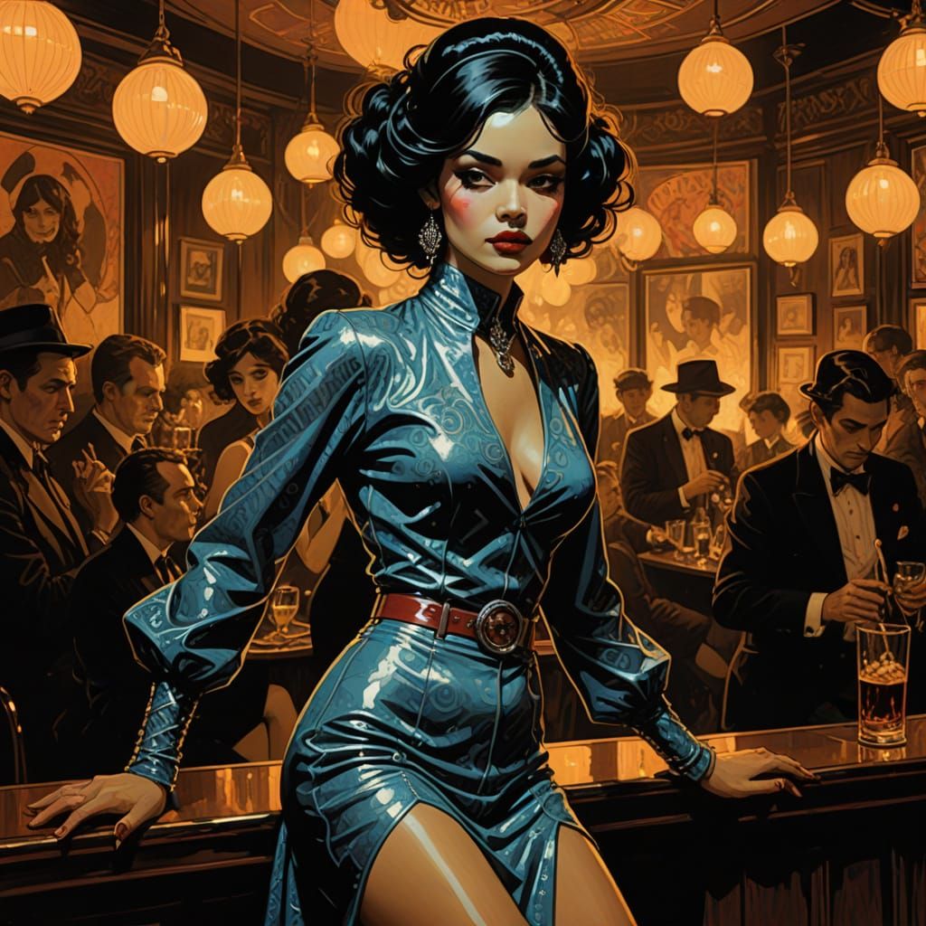 Sultry Jazz Age Siren on Chrome Pole