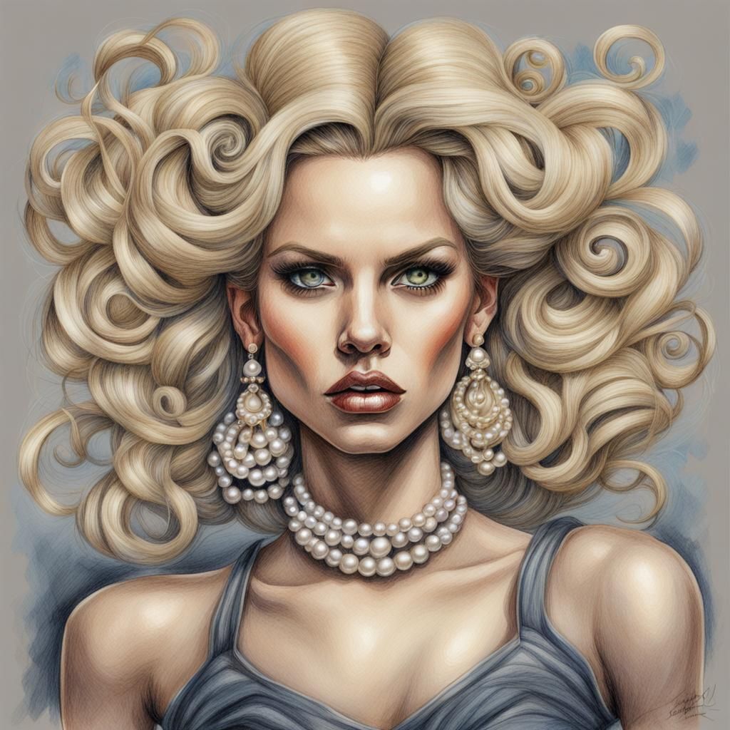 Detailed Colored Pencil Sketch of an Angry Woman