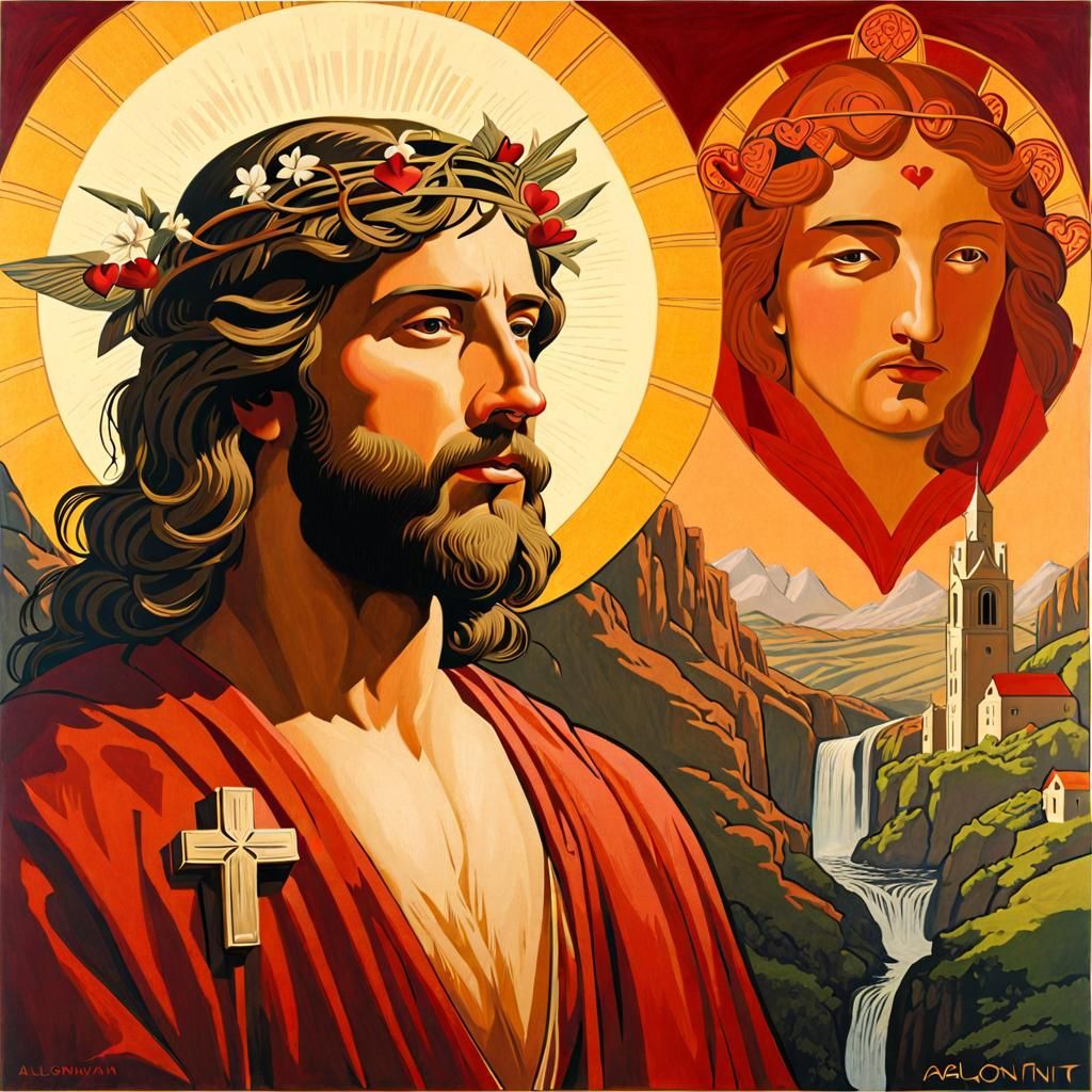 Loving Jesus Christ Portrait in Romantic Style