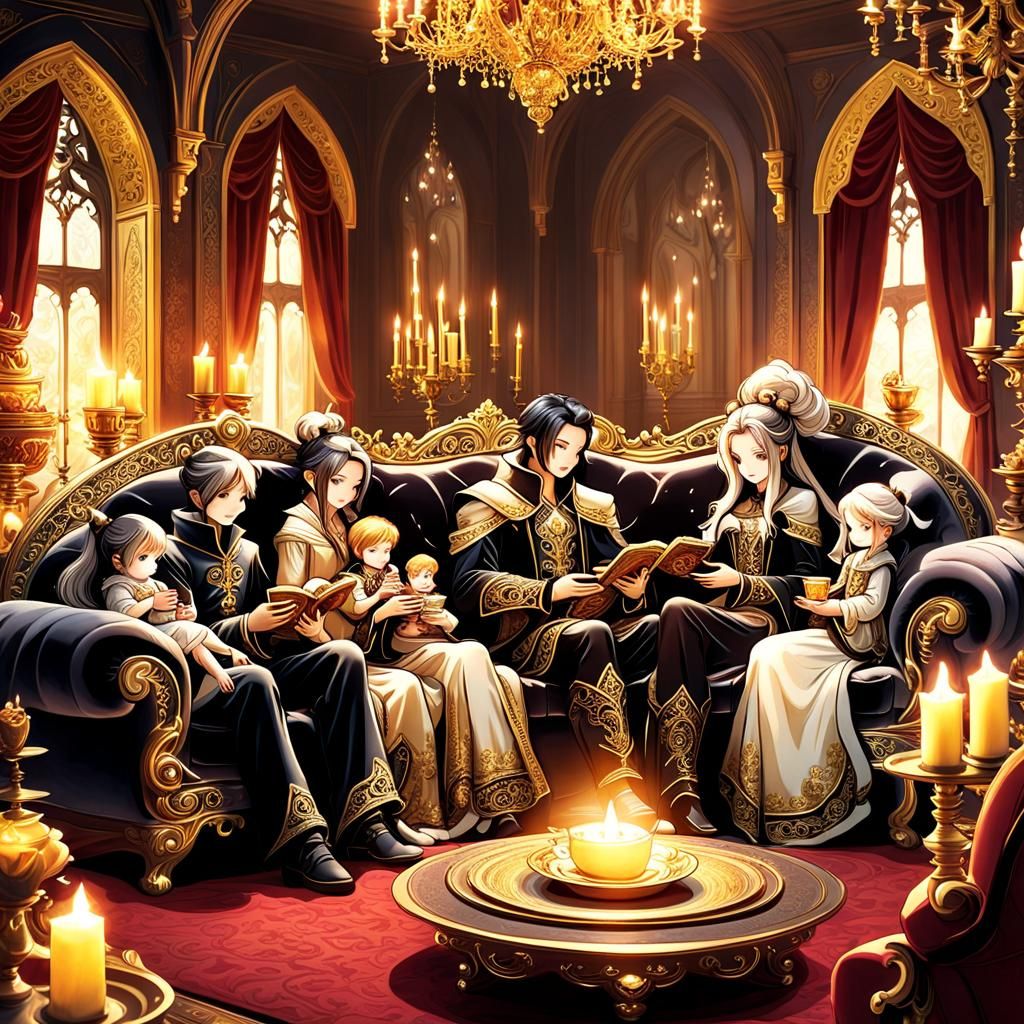 Cozy Family Gathering with Orc in Dreamlike Style