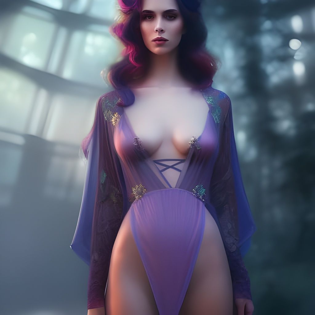 Woman in Sheer Gown: Oil Painting Portrait