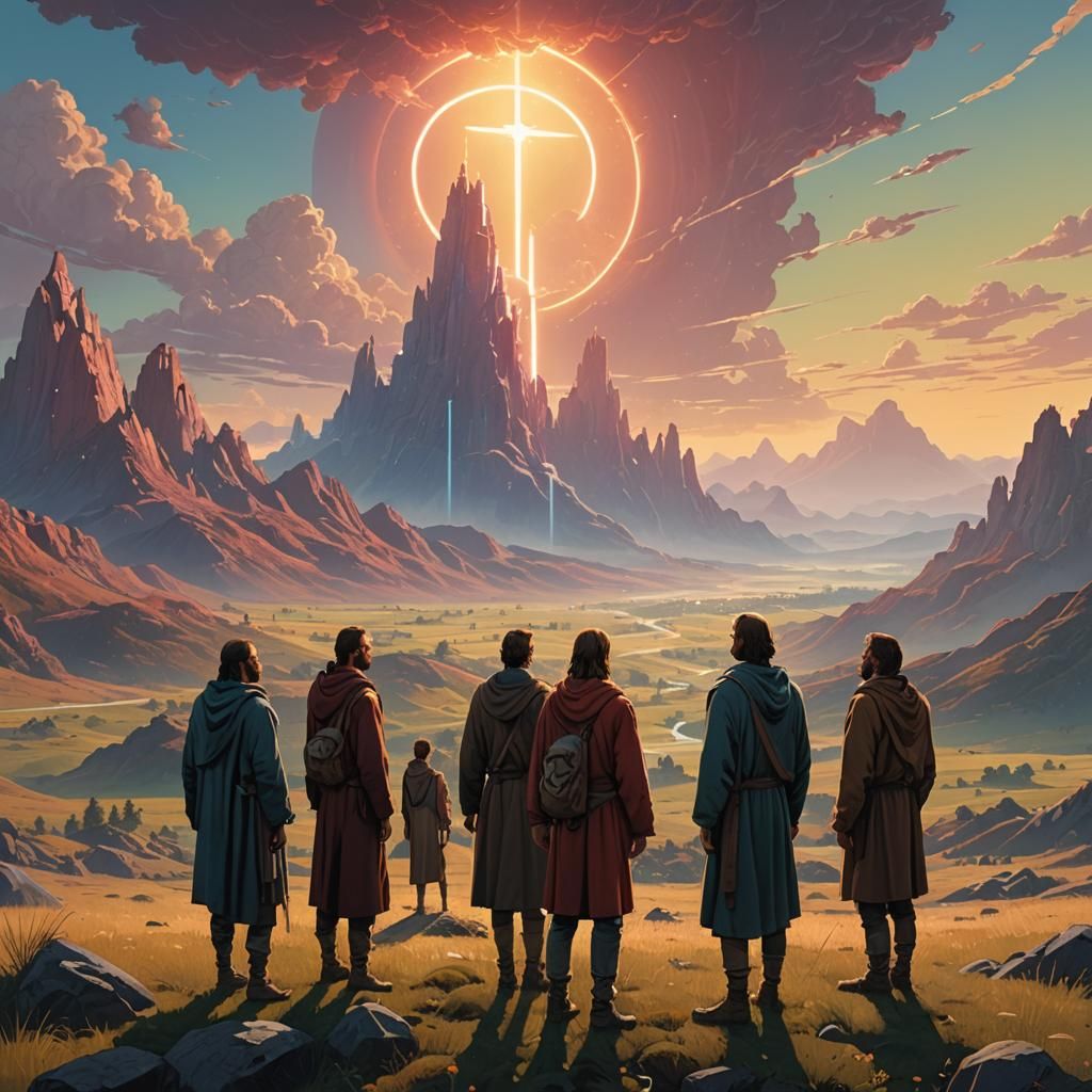 Biblical Figures United in Divine Light: Fantasy Art