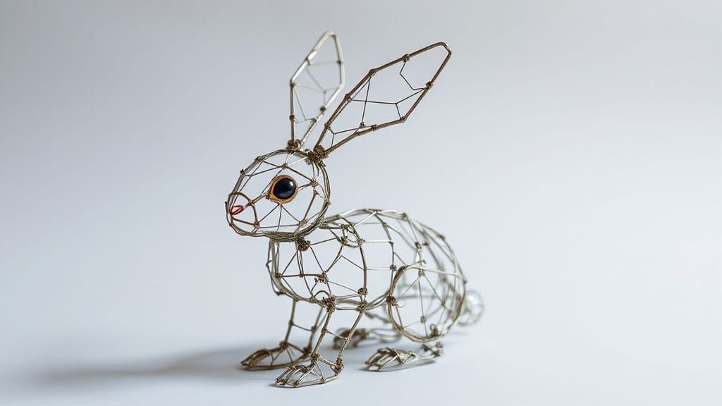 Technological Wireframe Bunny Sculpture