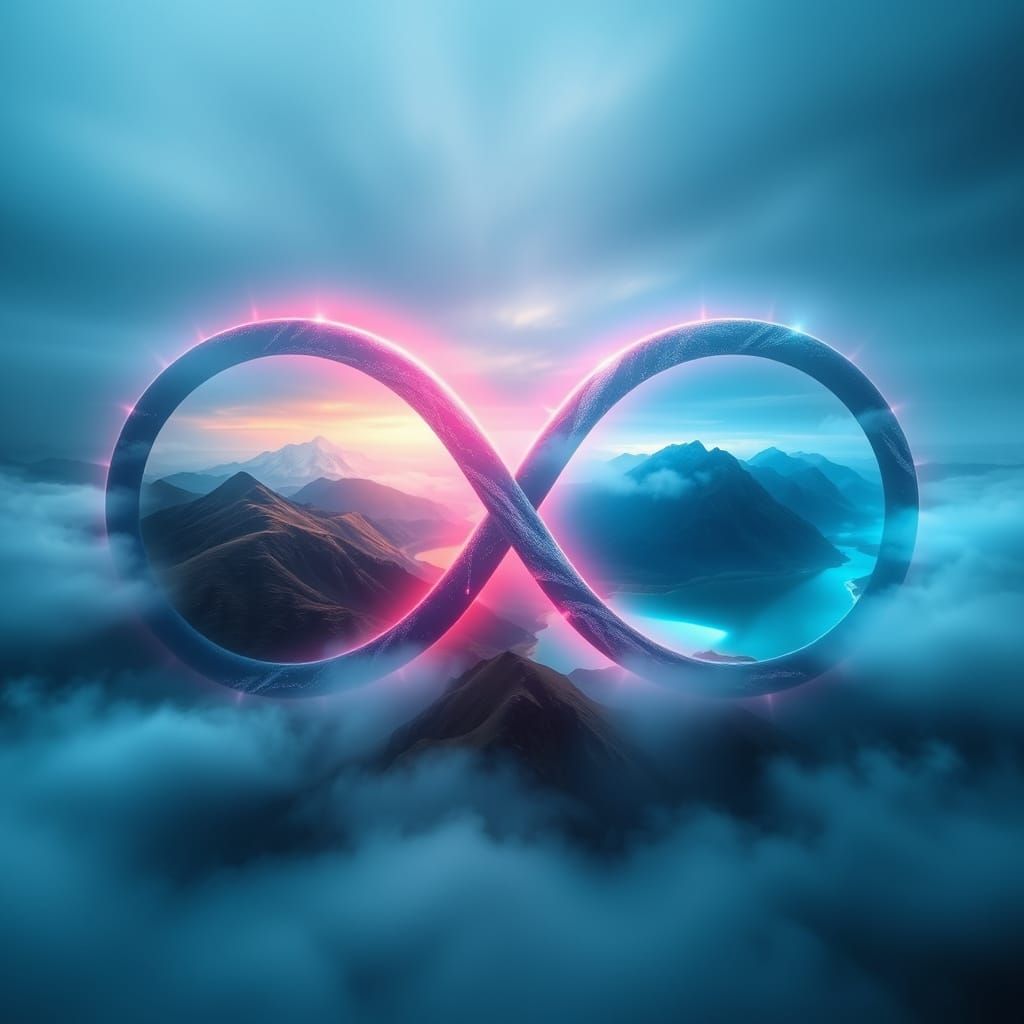 Ethereal Infinity Landscape in Vibrant Iridescent Colors