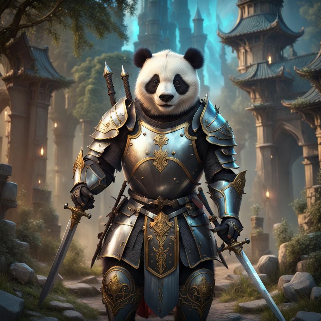 Medieval Panda Knight in Shining Armor